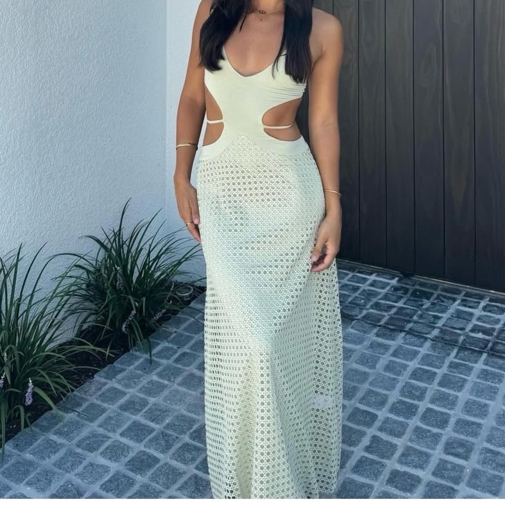 Peppermayo light green crochet maxi dress-size 4
